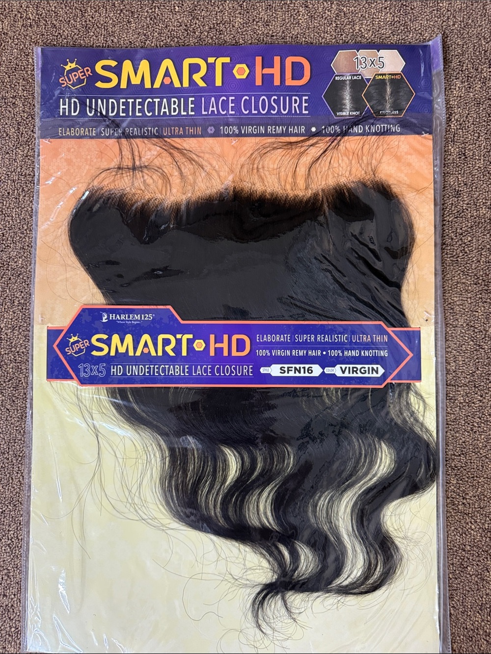 SMART HD HD Undetectable Lace Closure - Black —100% VIrgin Remy Hair SFN16